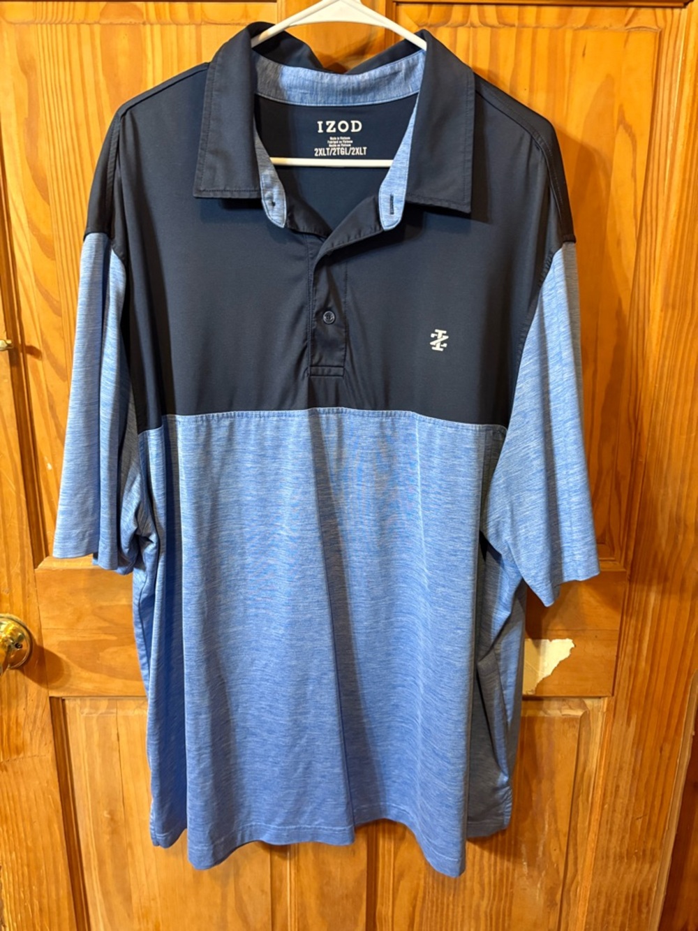 Izod Black and Heather Blue Colorblock Polo